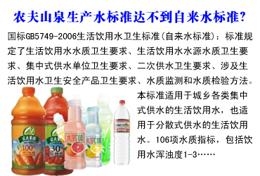 信用危機(jī)之二:水標(biāo)準(zhǔn)疑云 生產(chǎn)標(biāo)準(zhǔn)不及自來(lái)水?